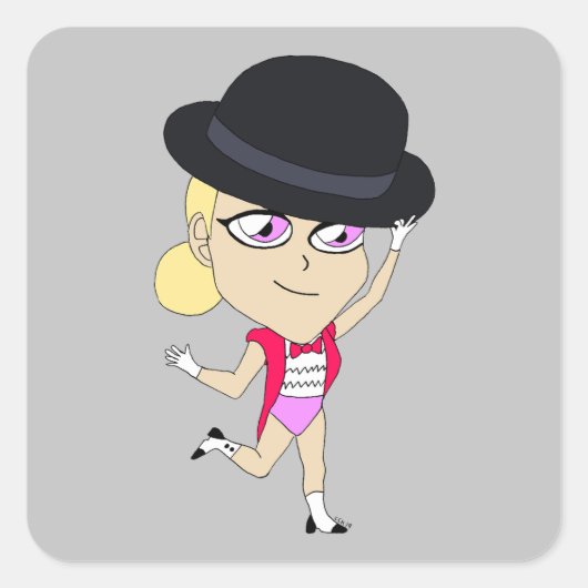 chibi-vierkante sticker (Voorkant)