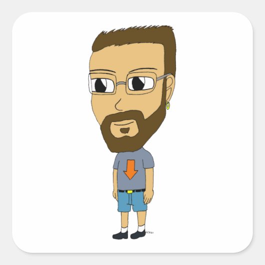 chibi vierkante sticker (Voorkant)