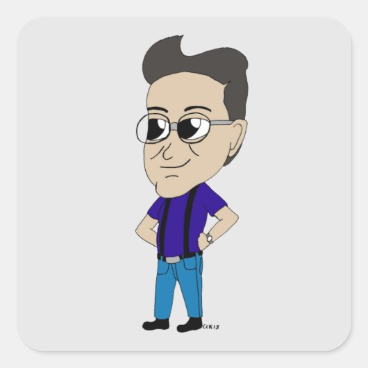 chibi vierkante sticker (Voorkant)