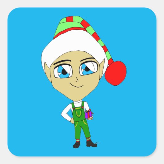 chibi vierkante sticker (Voorkant)