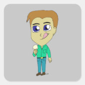 chibi vierkante sticker (Voorkant)