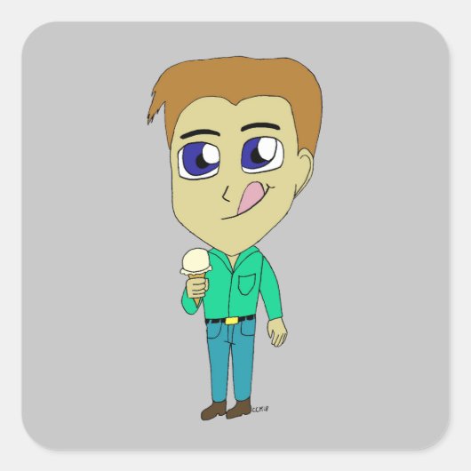 chibi vierkante sticker (Voorkant)