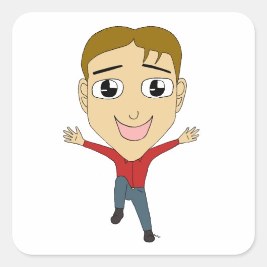 chibi vierkante sticker (Voorkant)