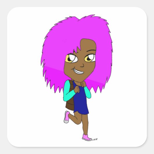 chibi vierkante sticker (Voorkant)
