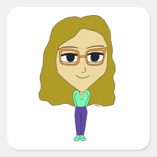 chibi vierkante sticker (Voorkant)