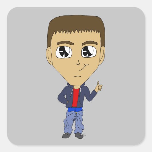 chibi vierkante sticker (Voorkant)