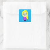 chibi vierkante sticker (Tas)