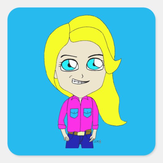 chibi vierkante sticker (Voorkant)