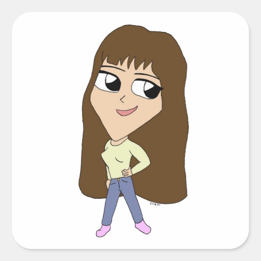 chibi vierkante sticker (Voorkant)