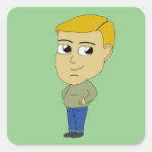 chibi vierkante sticker (Voorkant)