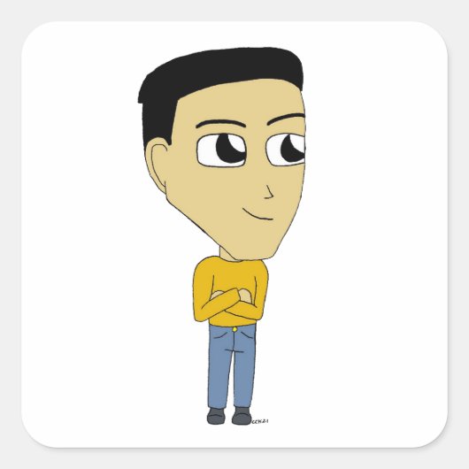 chibi vierkante sticker (Voorkant)