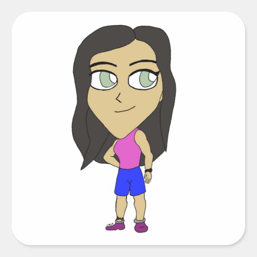chibi vierkante sticker (Voorkant)
