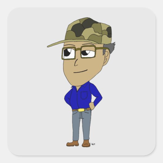 chibi vierkante sticker (Voorkant)