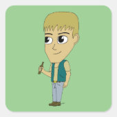 chibi vierkante sticker (Voorkant)