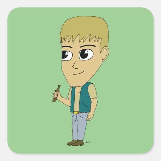 chibi vierkante sticker (Voorkant)