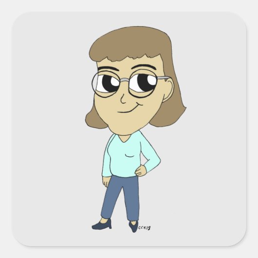 chibi vierkante sticker (Voorkant)