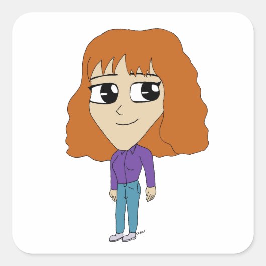 chibi vierkante sticker (Voorkant)