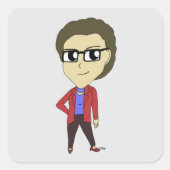 chibi vierkante sticker (Voorkant)