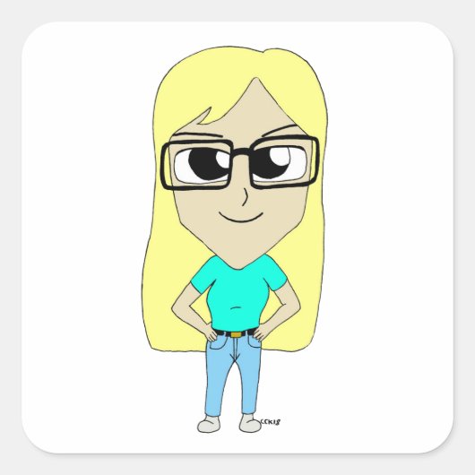 chibi vierkante sticker (Voorkant)