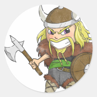 Chibi Viking (noodlijdend) Ronde Sticker