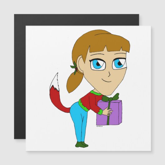 chibi vos meisje  (Voorkant / Achterkant)