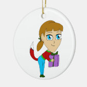 chibi vos meisje keramisch ornament (Links)