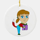 chibi vos meisje keramisch ornament (Achterkant)