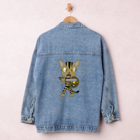 Chibi Warrior Cat Denim Jacket (Hangar)