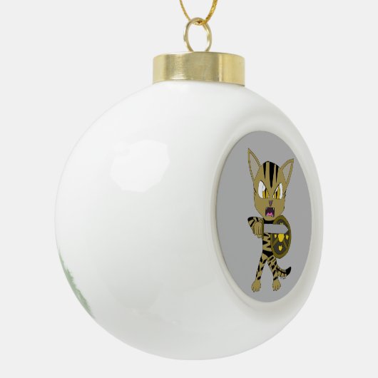 Chibi Warrior Cat Keramische Bal Ornament (Links)