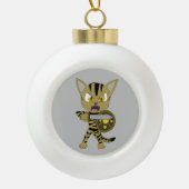 Chibi Warrior Cat Keramische Bal Ornament (Voorkant)