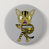 Chibi Warrior Cat Ronde Button 4,0 Cm (Voorkant)