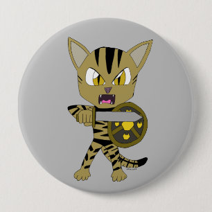 Chibi Warrior Cat Ronde Button 4,0 Cm