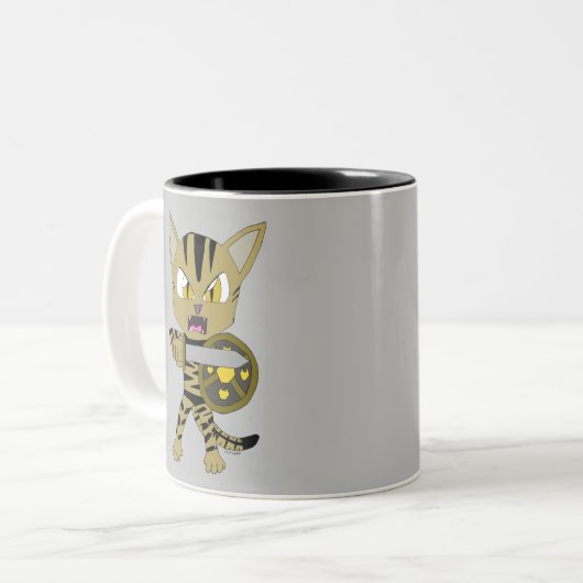 Chibi Warrior Cat Tweekleurige Koffiemok (Voorkant links)