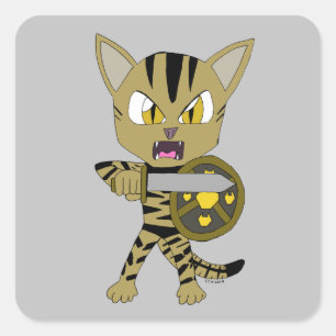 Chibi Warrior Cat Vierkante Sticker