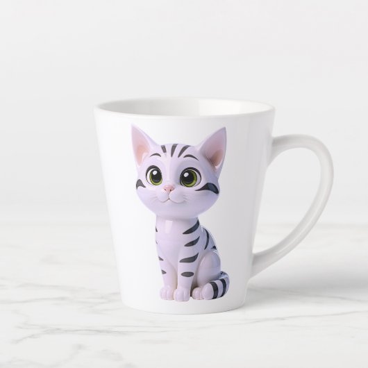 Chibi Witte Tabbykat Latte Mok (Rechts)