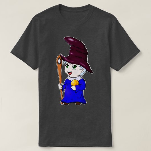 Chibi Wizard Schattige tovenaar karakter T-shirt (Design voorkant)