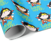Chibi Wonder Vrouw met Lasso Cadeaupapier (Rol Hoek)
