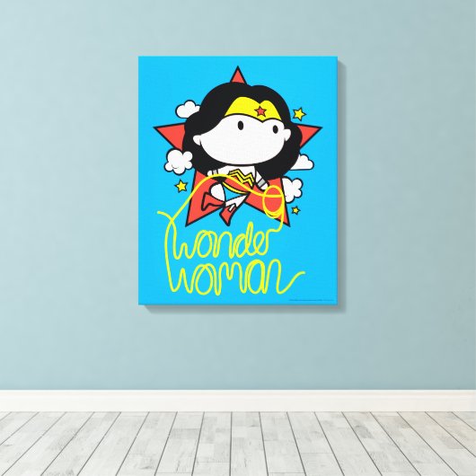 Chibi Wonder Vrouw met Lasso Canvas Afdruk (Insitu (Houten vloer))