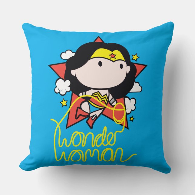 Chibi Wonder Vrouw met Lasso Kussen (Voorkant)