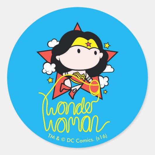 Chibi Wonder Vrouw met Lasso Ronde Sticker (Voorkant)