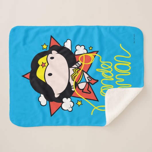 Chibi Wonder Vrouw met Lasso Sherpa Deken (Voorkant (horizontaal))