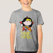Chibi Wonder Vrouw met Lasso Tri-Blend Shirt (Voorkant)