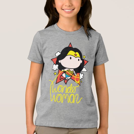 Chibi Wonder Vrouw met Lasso Tri-Blend Shirt (Voorkant)