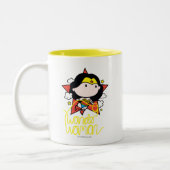 Chibi Wonder Vrouw met Lasso Tweekleurige Koffiemok (Links)