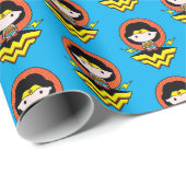 Chibi Wonder Vrouw met pooldots en Logo Cadeaupapier (Rol Hoek)