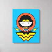 Chibi Wonder Vrouw met pooldots en Logo Canvas Afdruk (Voorkant)