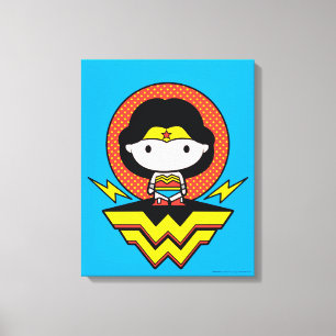 Chibi Wonder Vrouw met pooldots en Logo Canvas Afdruk