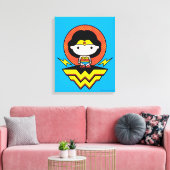 Chibi Wonder Vrouw met pooldots en Logo Canvas Afdruk (Insitu (Woonkamer))