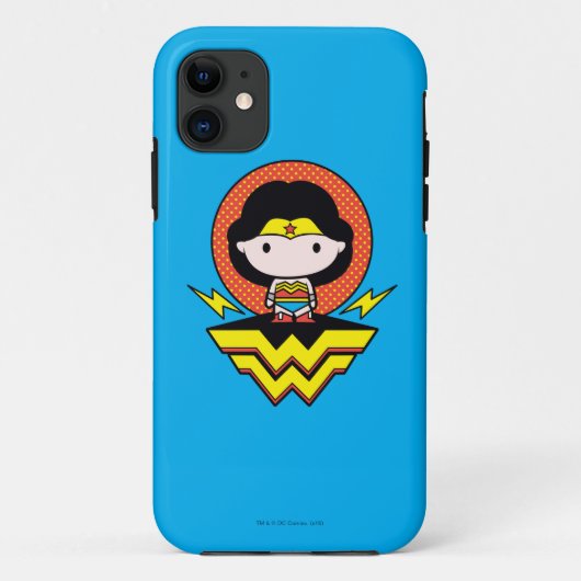 Chibi Wonder Vrouw met pooldots en Logo Case-Mate iPhone Case (Achterkant)