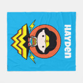 Chibi Wonder Vrouw met pooldots en Logo Fleece Deken (Voorkant (Horizontaal))